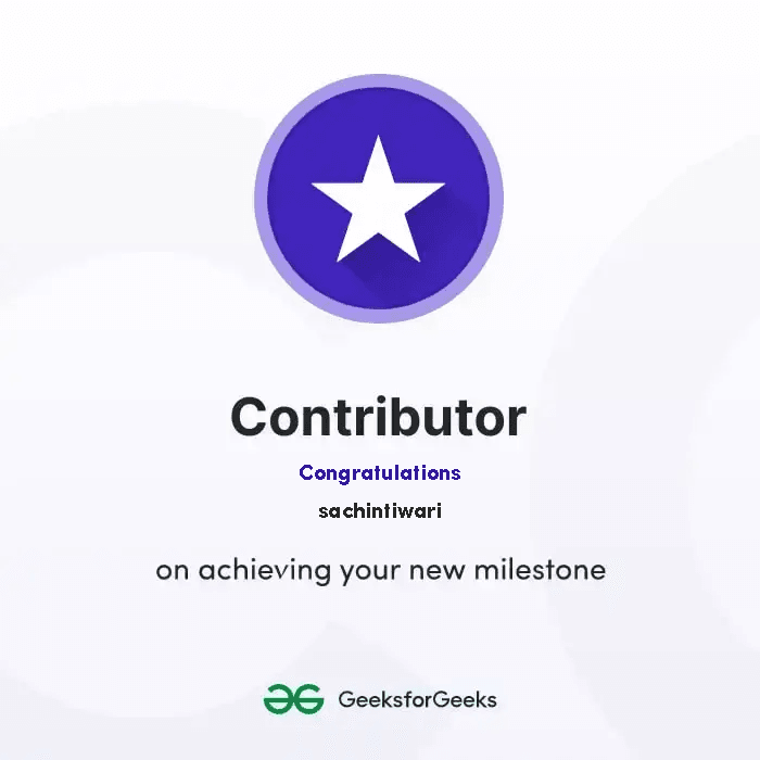 GeeksForGeeks Contributor Badge